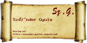Szünder Gyula névjegykártya